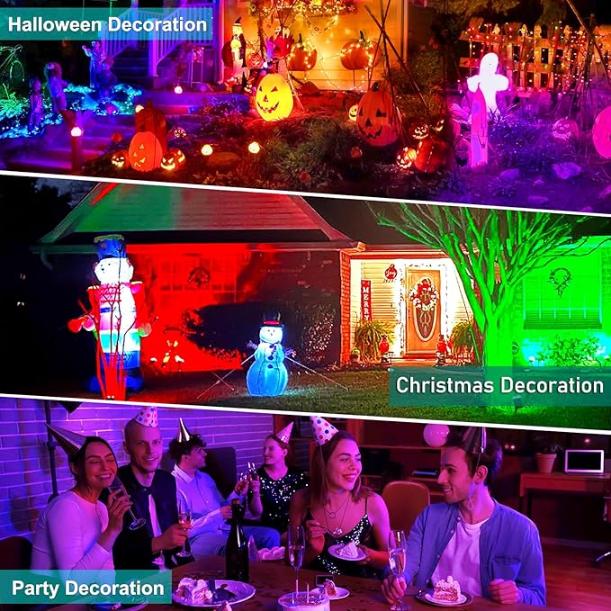 T-SUNUS Christmas Solar Spot Lights Outdoor Color Changing 4 Pack, IP65 Waterproof Solar Landscape Spotlights Garden Pond Lights, 2-in-1 RGB Lighting for Yard Pathway Driveway Walkway Tree Halloween