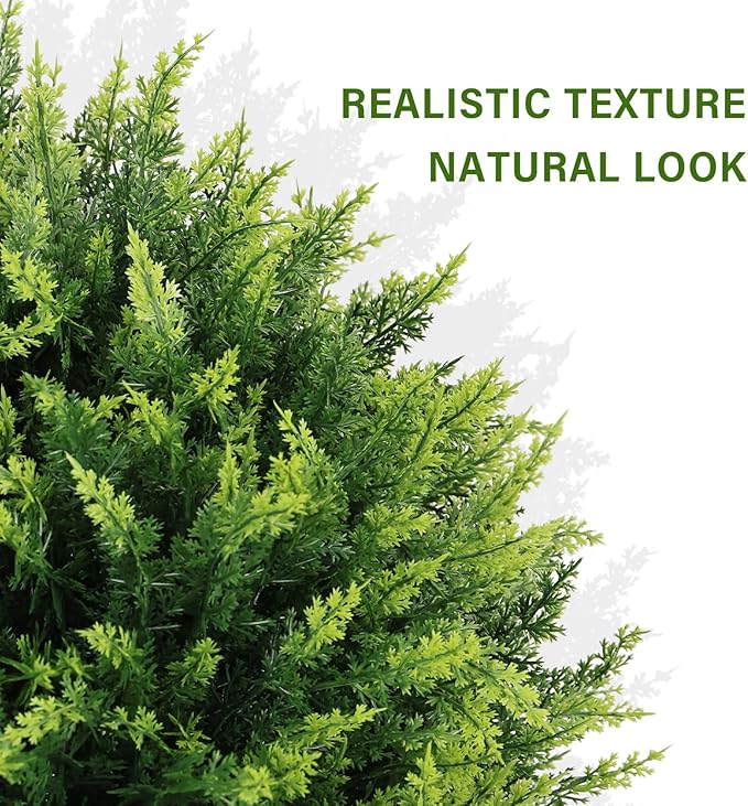 24" Artificial Cedar Topiary Ball Bushes, Set of 2 UV Resistant Fake Trees Outdoor Shrubs with Ground Spike, Weatherproof Faux Plants for Planter, Front Porch, Garden, Yard, Patio Decor