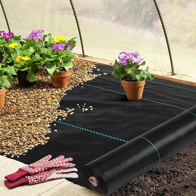 6ftx300ft Heavy Duty Weed Barrier Landscape Fabric – Durable Woven Driveway Garden Cloth for Weed Control, Ground Cover, Landscaping – Long-Lasting Geotextile Fabric – 3.2oz