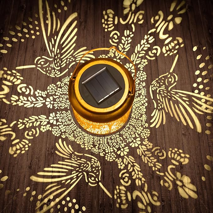 Hyrion Hummingbird Solar Lanterns Outdoor Waterproof Metal Hanging Lights, Garden Decor Gifts for Women, Mom, Grandma Solar Decorations for Yard, Patio, Backyard, Porch, Lawn, Tabletop, Walkway