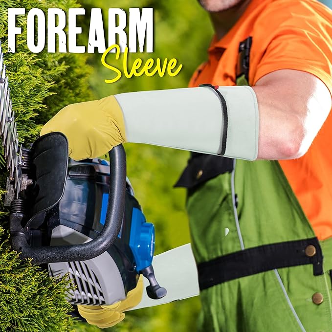 HANDLANDY Rose Gloves for Men & Women, Long Leather Gardening Gloves Thorn Proof, Best Garden Gifts & Tools for Gardener (Yellow-beige, Medium (Pack of 1))