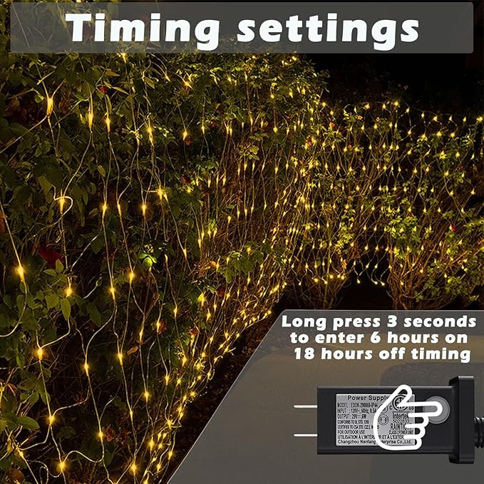 Eueasy Outdoor 360 LED Gazebo Net Lights, 10×10 FT Connectable Fairy Lights with 8 Modes, for Bushes, Garden, Backyard, Holiday, Christmas