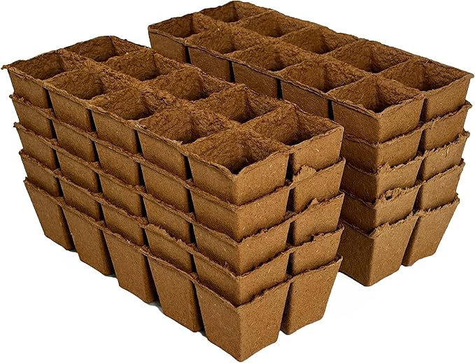 Daniel's Plants 2" Naked Pots | Natural Plantable Seed Starter Trays | OMRI-Listed Biodegradable Tray For Seedlings | Enhanced Drainage & Aeration | Earth Friendly - Peat Free | 100 Pack 2 Inch Square