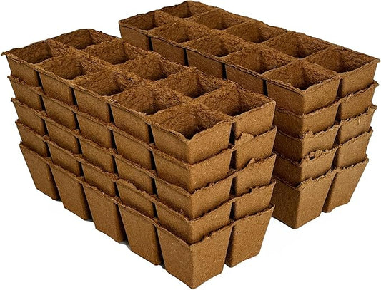Daniel's Plants 2" Naked Pots | Natural Plantable Seed Starter Trays | OMRI-Listed Biodegradable Tray For Seedlings | Enhanced Drainage & Aeration | Earth Friendly - Peat Free | 100 Pack 2 Inch Square