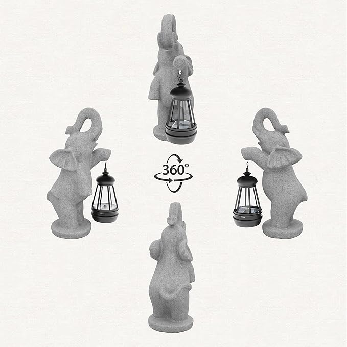 Solar Garden Statue 10 Inch Elephant Decor for Outside Yard Decoration Outdoor Unique Housewarming Gardening Birthday Gifts for Women Grandma