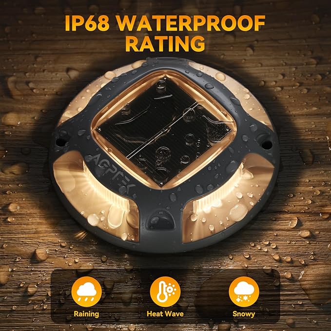 AGPTEK Solar Driveway Lights 24 Pack, 2 Colors in 1 Outdoor Solar Deck Dock Marine Waterproof LED Driveway Marker Security Lights for Outside Pathway,Boat Dock,Step,Walkway,Path,Garden