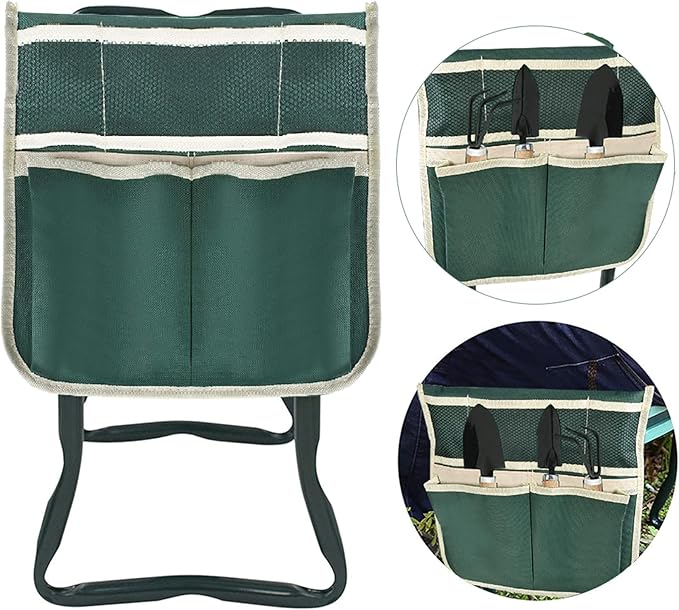 Foldable Garden Kneeler and Seat Heavy Duty Gardening Bench Soft Cushion Seat with Tool Pouch and Kneeling Pad
