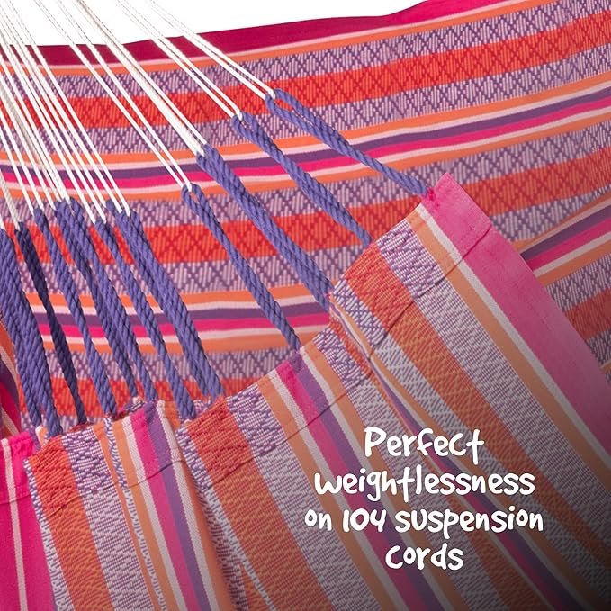 LA SIESTA® - Large Comfort Habana Cotton Hammock Chair & CasaMount - Hanging Chair w/Suspension Kit for Walls Ceilings & Square Beams - Indoor Outdoor Swing Hanging Chair Bedroom Balcony - Flamingo