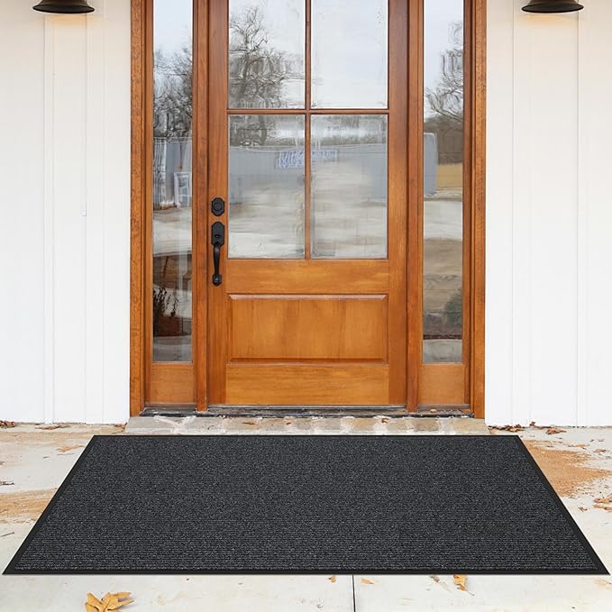 Front Door Mat, Heavy Duty Indoor Outdoor Entrance Door Mat, 48" x 24" Commercial Door Mats for Entryway, Durable Non-Slip Rubber Backing, Low-Profile Welcome Mats for Entry, Gray