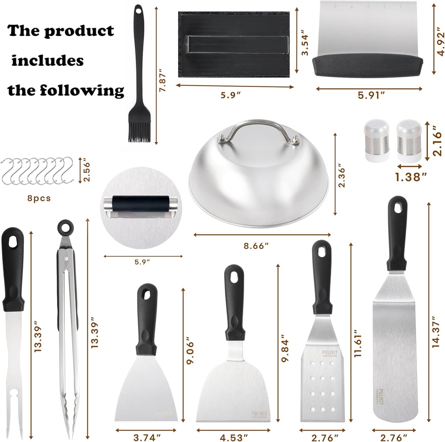 Griddle Accessories Kit for Blackstone Griddle- Stainless Steel Flat Top Grill Tools Set with Spatulas, Basting Cover & Carry Bag - Complete BBQ Cooking Kit for Outdoor, Backyard (Ideal Gift for Men)