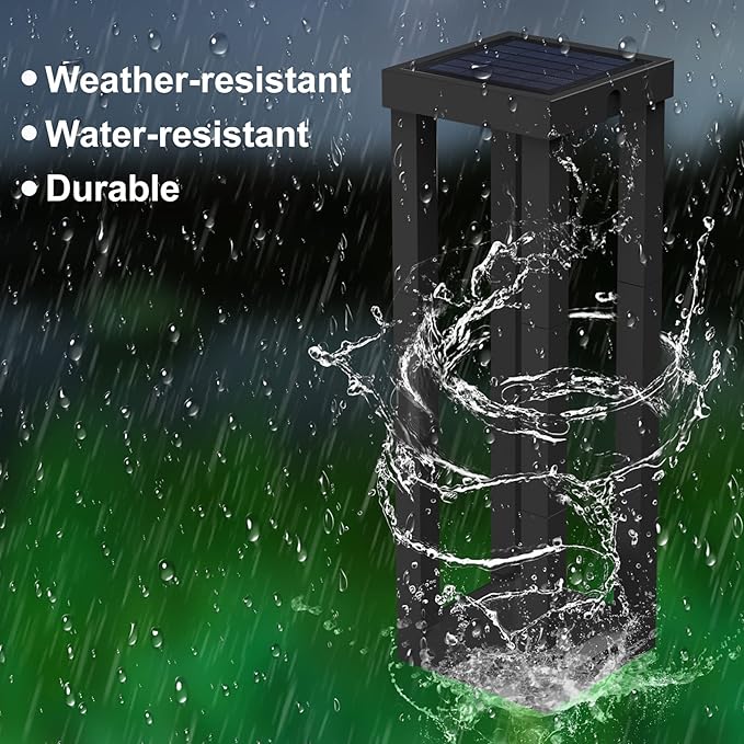 Solar Patio Floor Lamp Outdoor, 2 Pack Solar Landscape Path Lights with 3 Light Modes, Garden Decorations Waterproof 12H Endurance Cordless Landscaping for Porch Lawn Yard Backyard (Black)