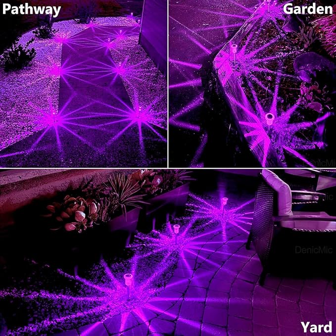 DenicMic Solar Lights Outdoor Pathway Lights LED Waterproof Acrylic Lamp Head Stainless Steel Stake for Yard Garden Landscape Path Walkway Driveway Patio Lawn (Purple 10Pack)