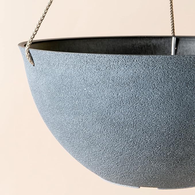 LA JOLIE MUSE Large Hanging Planters for Outdoor Plants - Hanging Flower Pots Weathered Gray (13.2 Inch, Set of 2)