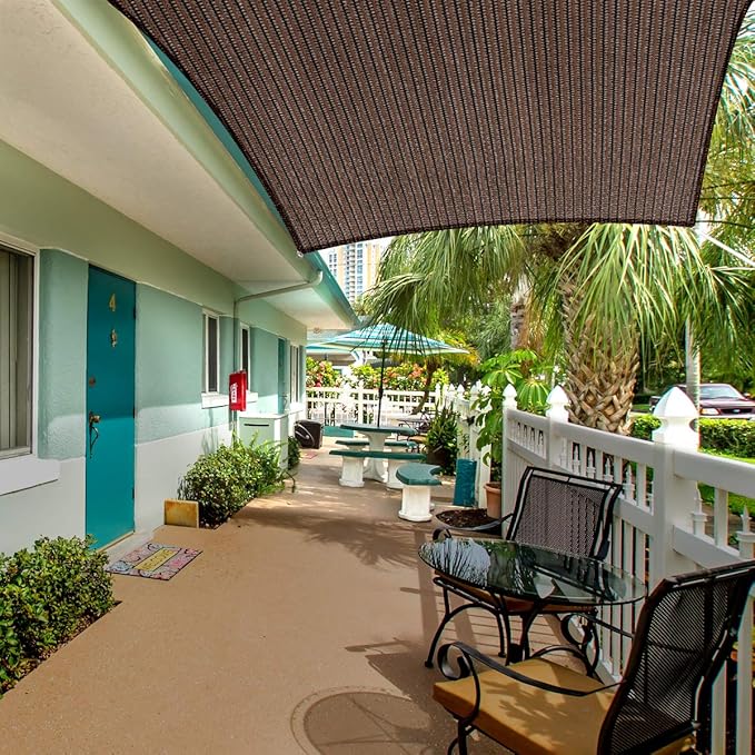 Eden's Decor Straight Flat-Edged Sun Shade Sail Rectangular 7' x 9' Brown UV-Blocking Outdoor Canopy Fabric Cloth Awning for Pergola Patio Garden Backyard Custom Size