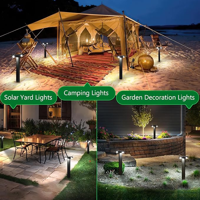 JSOT Bright Solar Pathway Lights for Outside, 10 Pack Solar Landscape Lighting for Outdoor Waterproof, Solar Outdoor Decorations Lamps for Yard, Garden, Patio, Sidewalks, Driveway. (Cool White)