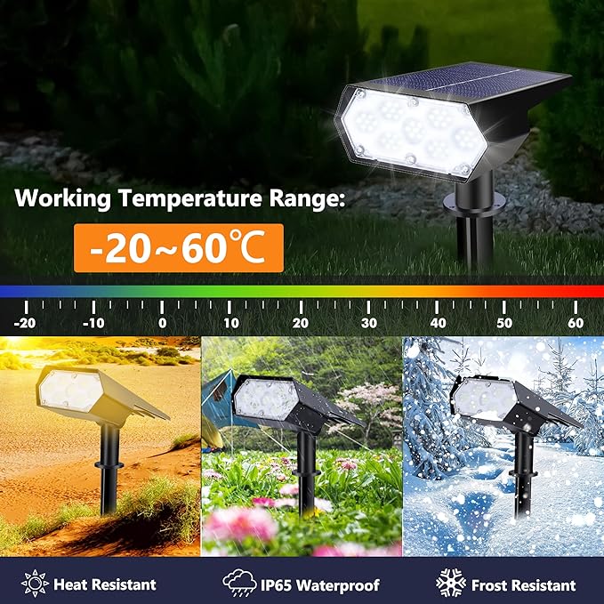 Solar Spot Light Outdoor, 49 LED Lights for Outside, 2 Modes Solar Powered Spotlights, Waterproof Pathway Light for Garden Yard Walkway Driveway Landscape Decorations (4 Pack-Cool White)