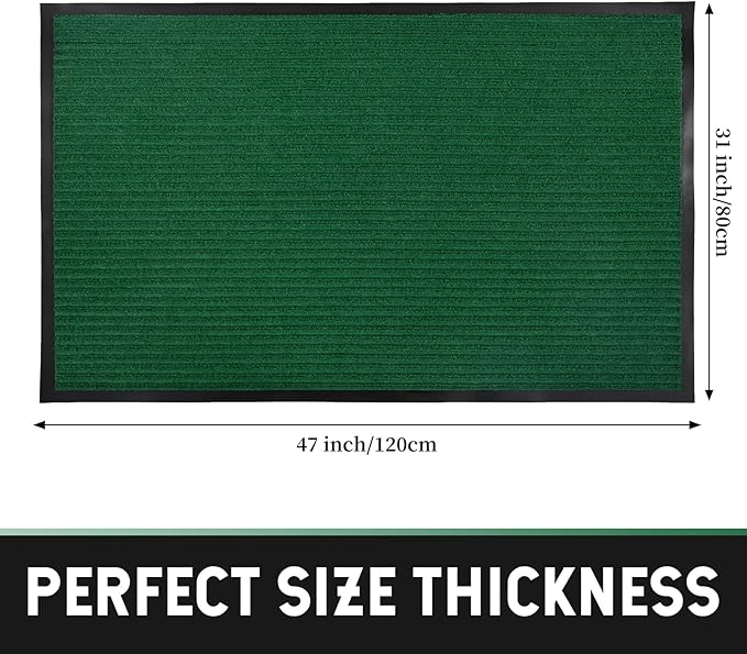 fani Heavy Duty Large Outdoor Indoor Entrance Doormat Grass Green Waterproof Low Profile Entrance Rug Front Door Mat Patio Anti-Skid Rubber Back, 31x47 inch (Grass Green)