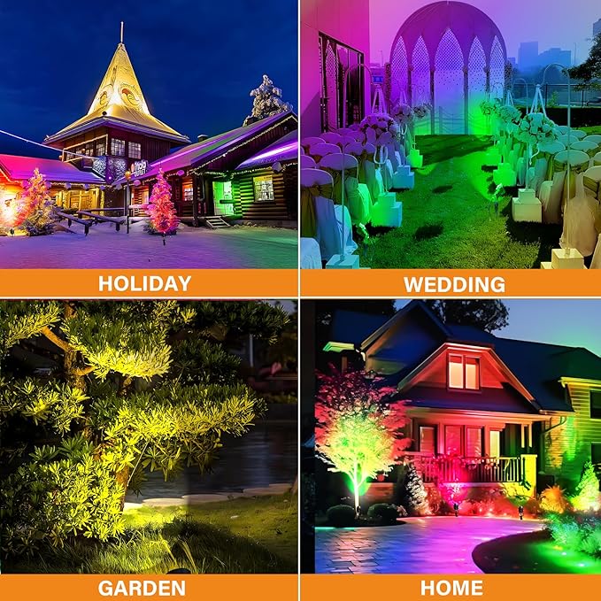 RGBW Low Voltage Landscape Lights, 12V-24V Color Changing Landscape Lights with Remote Control Landscape Spotlights for Garden Yard Path Tree Decorative (6 Pack)