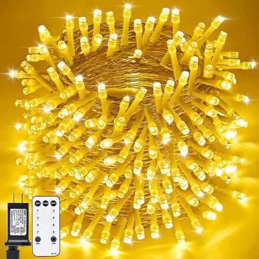 Christmas Lights Outdoor, 800LED 330FT Warm White String Lights, 8 Mode Plug in Waterproof Decor Twinkle Lights for Bedroom Xmas Thanksgiving Wedding Party Garden Yard Tree Decoration