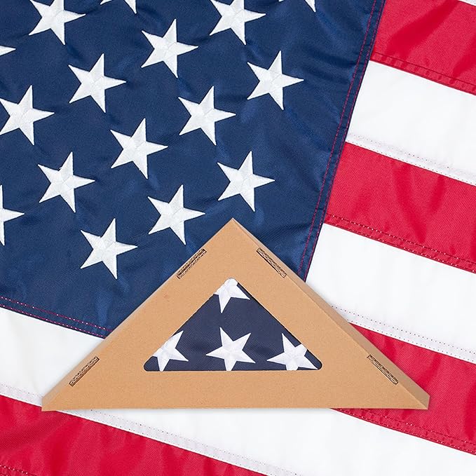 Homissor Folded 3x5 American Flag 420D Nylon Heavy Duty Outdoor Triangle Box Package USA US Flags Embroidered Stars Long Lasting for All Weather High Winds