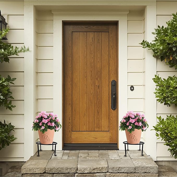 yosager 4 Pack Metal Plant Stands for Flower Pot, Heavy Duty Black Iron Potted Stand Holder, Indoor Outdoor Rustproof Metal Planter Container Round Supports Display Rack for Home & Garden Decor