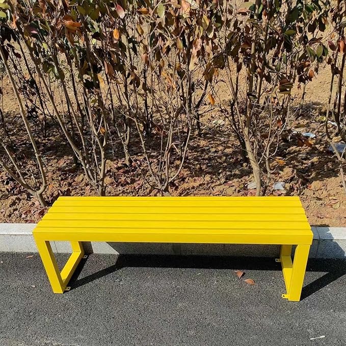 Weatherproof Metal Dining Bench, Outdoor Bench Backless Patio Bench 2-Person Farmhouse Bench Garden Bench for Kitchen, Living Room, Entryway(Yellow,5.9ft)