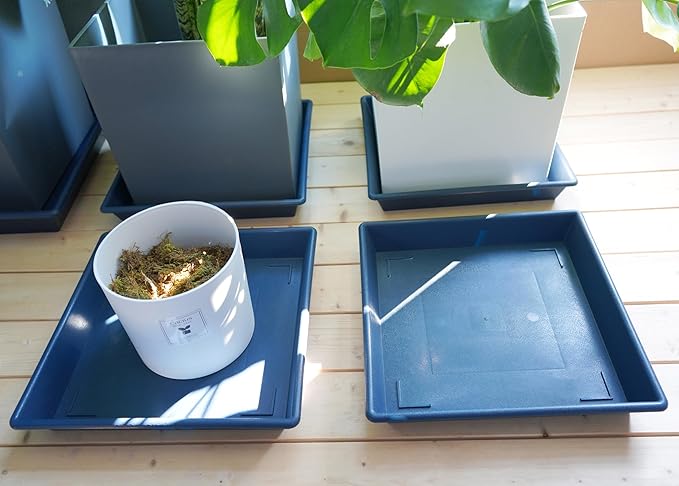 Square Plant Saucer 14 Inch 5 Pack，Plant Stand Plant Trays for Pots Heavy Duty Plastic Plant Saucers for Indoors Outdoors, Flower Pot No Holes Plant Lover Gardening Gifts