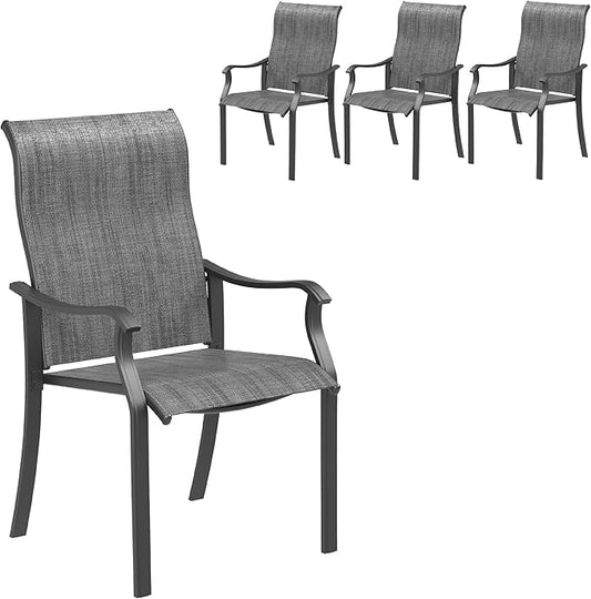 UDPATIO Outdoor Dining Chairs Set of 4, High Back Wide Seat Patio Furniture Chairs with All Weather Breathable Textilene, for Lawn Garden Backyard, Dark Grey