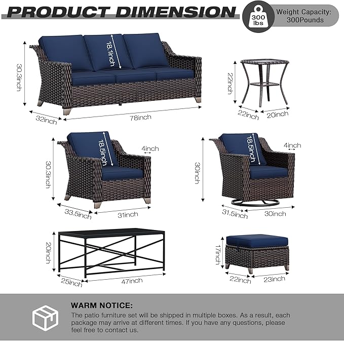 Joyside Outdoor Swivel Chair, Patio Swivel Chairs with Wide Armrest and Thick Cushions, Upgraded Large Size for Backyard, Garden, Poolside