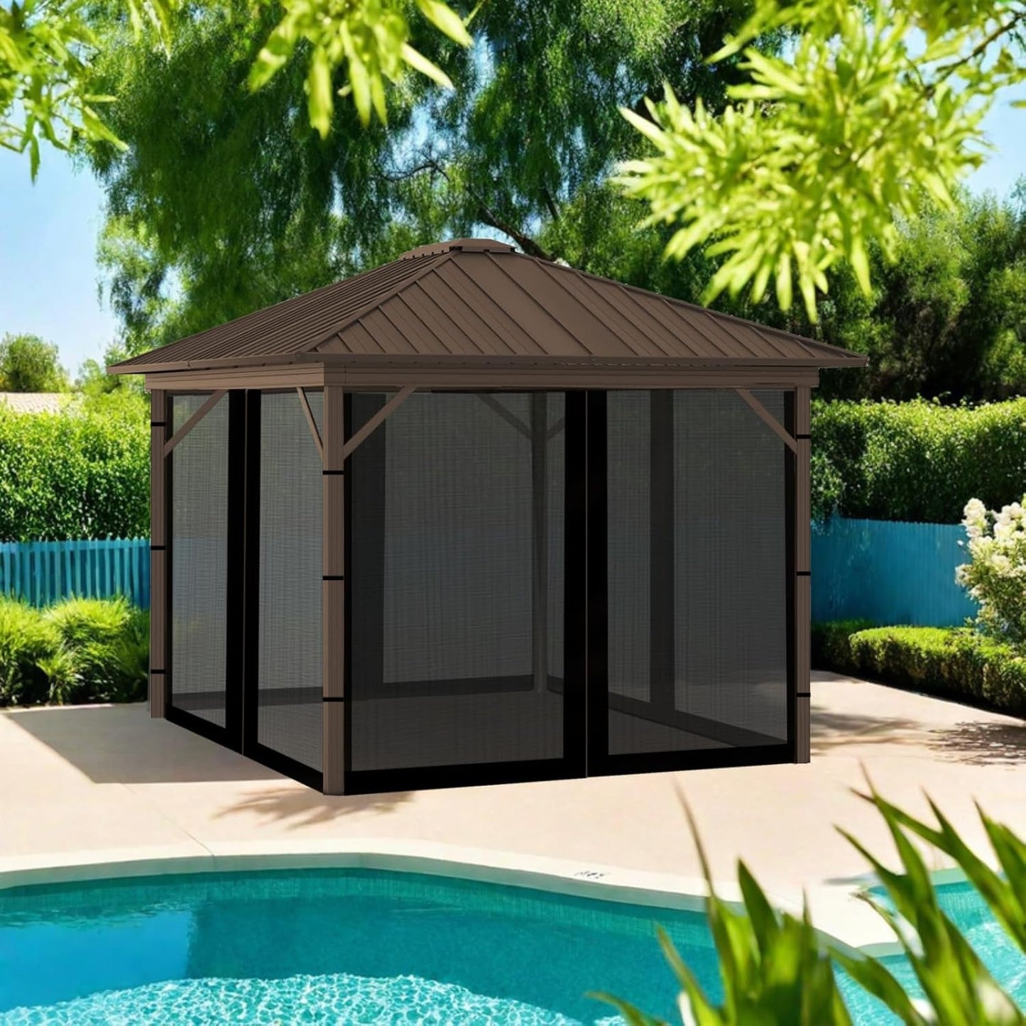 10x13FT Mosquito Netting for Gazebo,Pergola,Pop up Canopy Tent,4-Panel with Zipper for Outdoor Patio,Backyard (Black,Mosquito Net Only)