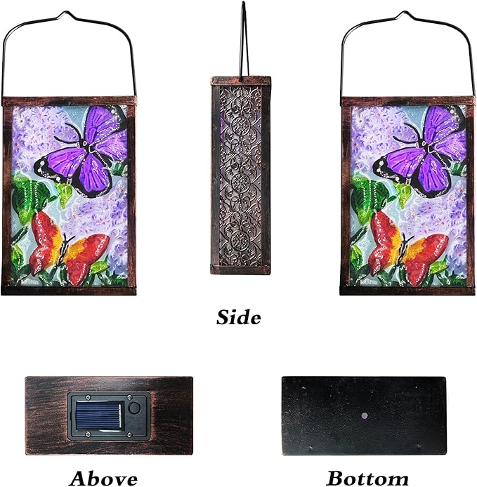 Hanging Solar Lantern, Outdoor Decorative, LED Solar Butterfly Lights, Tabletop Lamp for Outdoor Patio Garden