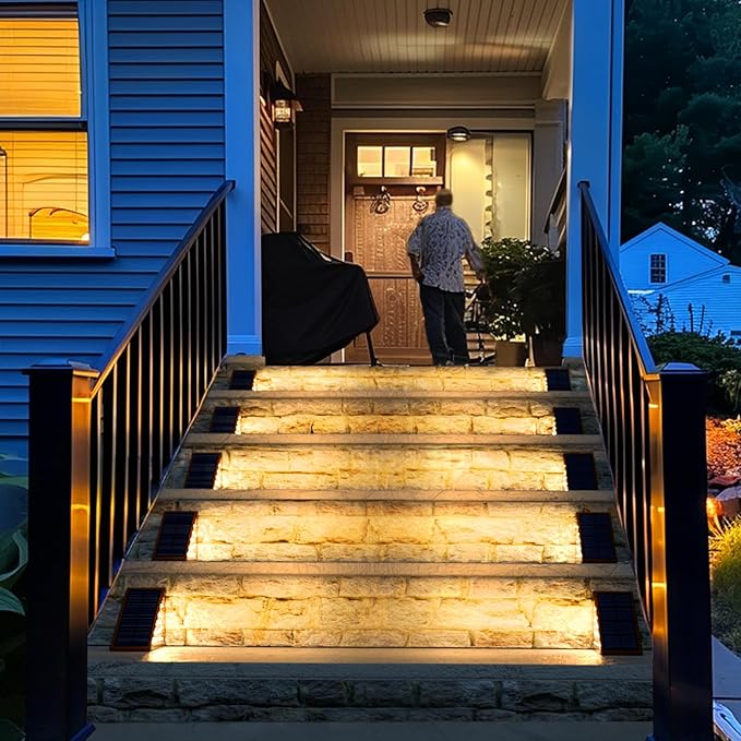 Solar Step Lights - 6 Pack Waterproof IP67, Deck & Patio Staircase Lights (Warm Brown)