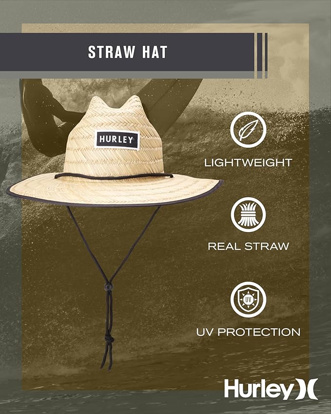 Hurley Men's Straw Hat - Bayside Lifeguard Straw Sun Hat