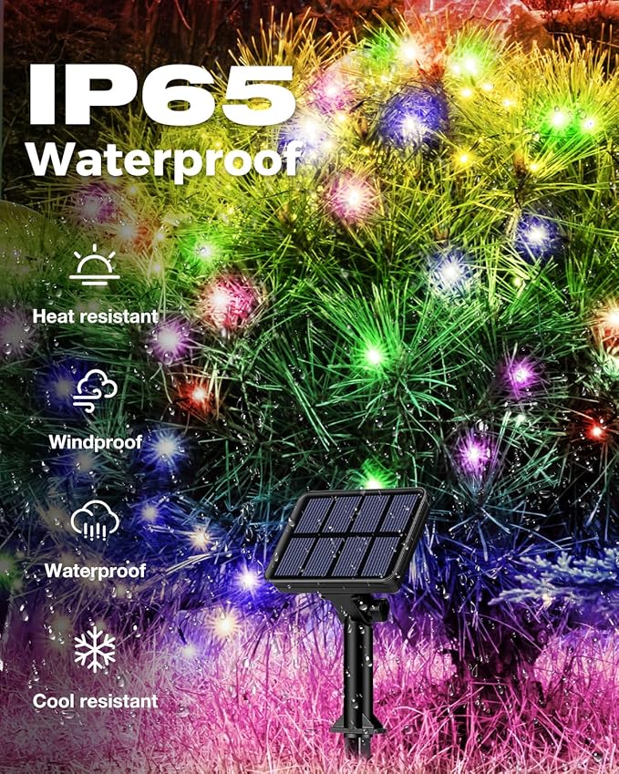 6 Pack Solar Fairy Lights for Outside Waterproof, 49FT/15M 150LED Solar String Lights Outdoor 8 Modes Solar Twinkle Lights for Garden Yard Christmas Tree Wedding Party Decor, Multicolor