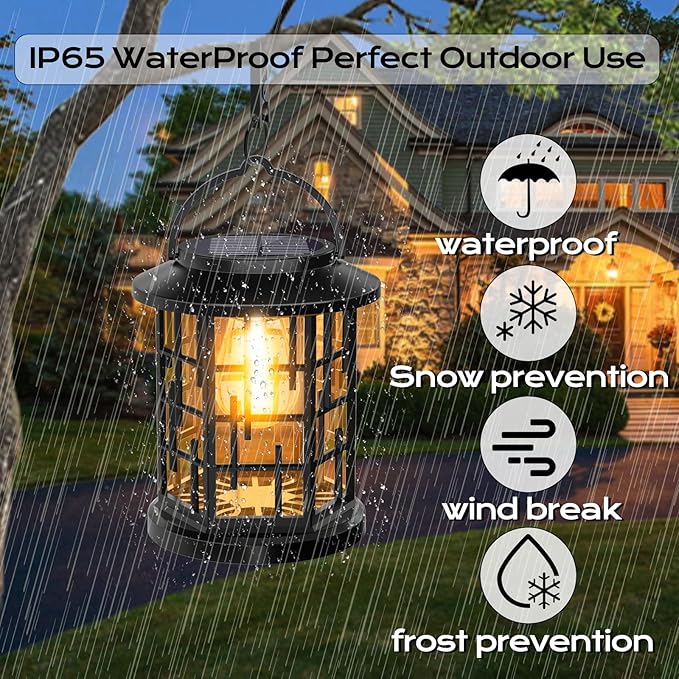 Solar Lanterns Outdoor Waterproof, Outdoor Solar Lights for Garden, Patio Yard Party Outdoor Decor, 2 Pack