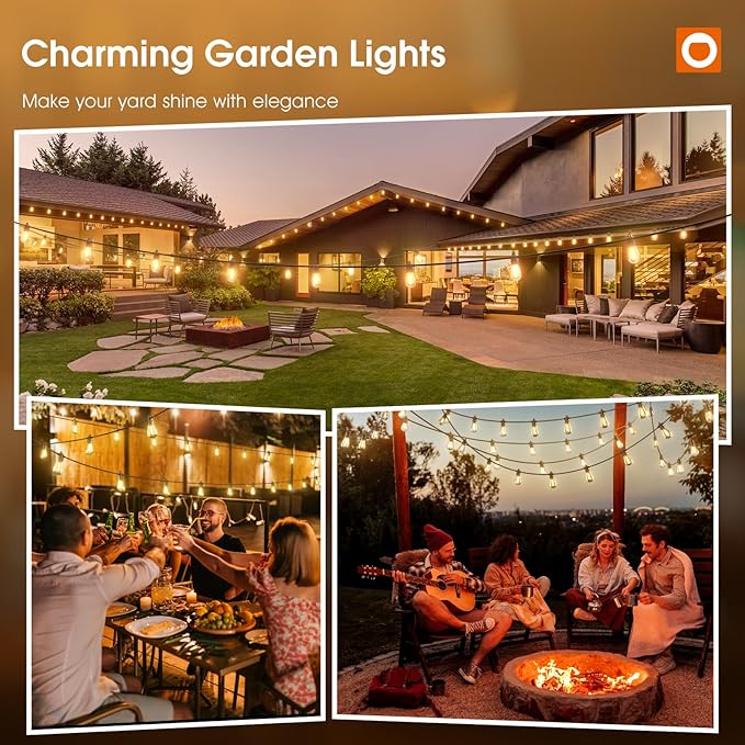 addlon 150FT(3-Pack*50FT) LED Outdoor String Lights with Edison Shatterproof Bulbs, Heavy-Duty and Weatherproof Strand, Commercial Grade Patio Lights, Decorative for Garden or Patio, Black