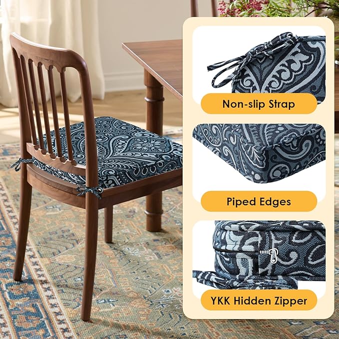 Outdoor Round Corner Seat Cushion, 17"x16"x2", Set of 4, Non Slip Seat Cushion Pads with Removable Cover for Patio Furniture, Garden Yard Lawn, Warm Taupe