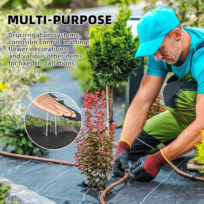 24 Pack Sturdy Garden Landscape Staples, 6 Inch Galvanized Steel Sod Pins Anti-Rust Stakes for Weed Barrier, Christmas Decorations and Landscaping Fabric.