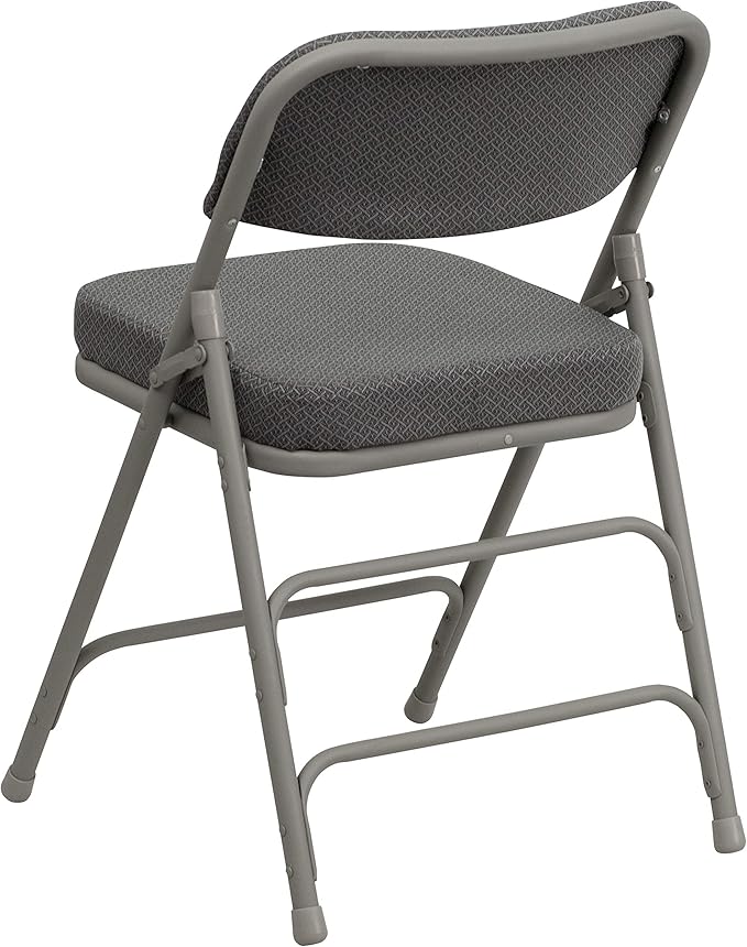 Flash Furniture Hercules Series Metal Folding Chairs with Cushioned Seat, Fabric Upholstered Event Chairs with 300-lb. Static Weight Capacity, Set of 4, Gray