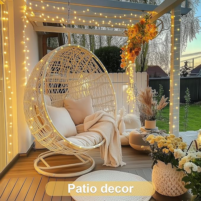 JMEXSUSS 2 Pack Solar String Lights Outdoor Waterproof, Each 33FT 100 LED Warm White Christmas Lights, Waterproof 8 Modes Copper Wire Solar Fairy Light for Outside Patio Tree Yard Garden Decorations