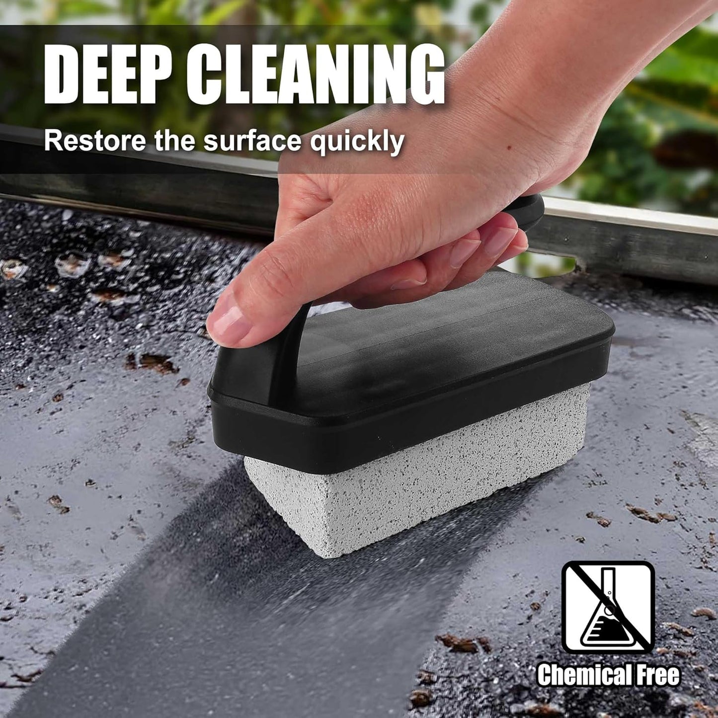 GRILLART Griddle Cleaning Kit for Blackstone, Flat Top Grill Cleaning Kit with Grill Stone, Griddle Scraper, Scouring Pad and Handles, Multifunctional Griddle Accessories for Rusty Grills, Orange