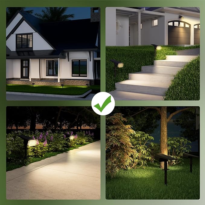 Solar Spot Lights Outdoor, 3 Lighting Modes Solar Outdoor Lights for Garden Yard Outside Landscape, 4 Pack Warm
