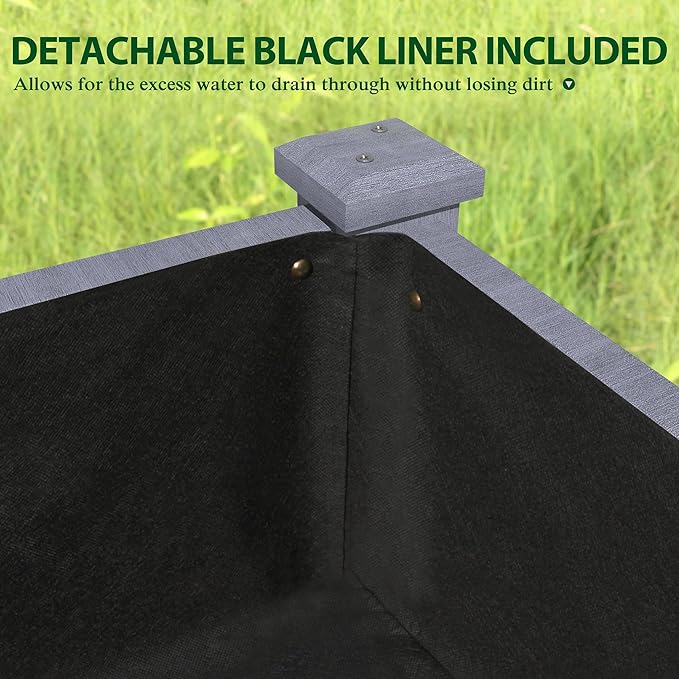 MUPATER 4x2FT Raised Garden Bed,Raised Garden Bed with Four Legs, Elevated Planter Box with Drainage Holes for Herbs, Flowers and Vegetables for Garden, Greenhous and Farm, Gray