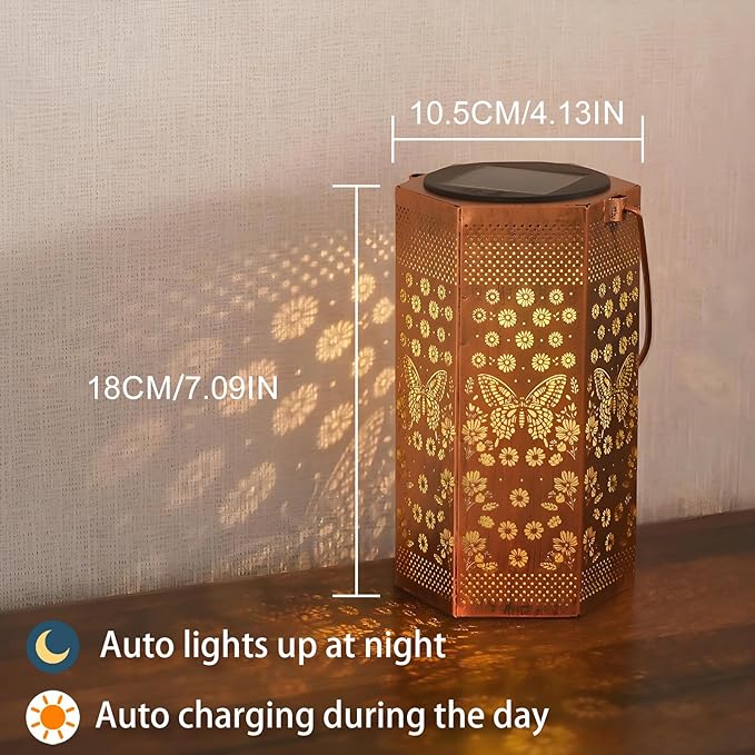 Butterfly Solar Lanterns Garden Decor - Birthday Gifts for Women Mom Grandma, Butterflies Solar Lantern Outdoor Waterproof Hanging Lights Outside for Yard, Patio, Lawn, Yard, Outdoor