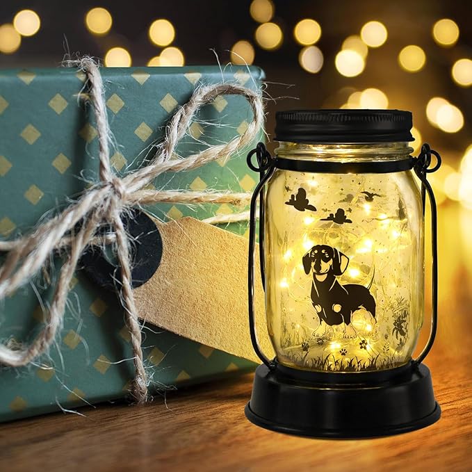 Dachshund Dog Solar Lanterns, Gifts for Women/Men, Weiner Dog Mom Gifts, Unique Birthday Gifts for Dachshund Lover, Garden Decoration Outside for Yard, Patio,Backyard,Porch