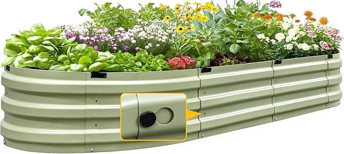 KING BIRD Raised Garden Bed Kit 2025 Upgraded Quick-Setup Galvanized Planter Garden Box Outdoor for Gardening, Vegetables, Flowers, 74x36x12 in, Olive Green