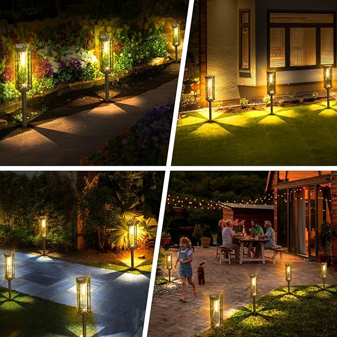 Solar Pathway Lights Outdoor 6 Pack, Bright Solar Path Lights Outside Waterproof, Walkway Light Solar Powered Landscape Lights for Driveway Lawn Patio Sidewalk Yard