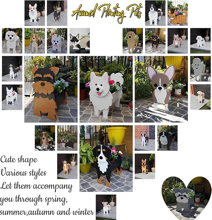 Basset Hound Dog Planter Plant Pots,Cute Garden Dog Flower Planter,Large Dog Planters Birthday Gifts for Women,Office,Indoor/Outdoor Decor(9.84 * 10.24 * 15.75in)