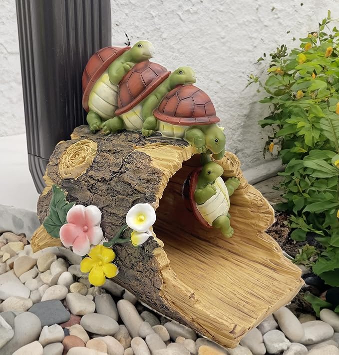 Funny Turtle Gutter Downspout Extender Statue, Garden Ornament, Decorative Gutter Extension Downspout, Perfect Rain Diverter for 3"x4" Downspouts, Eco-Friendly Resin, Outdoor Decor Gift (8 In)