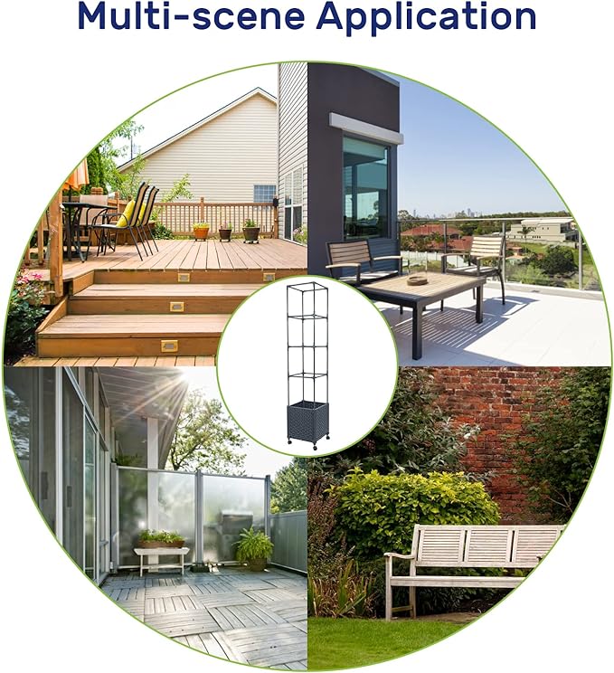 LINEX Raised Garden Bed Planter Box with Trellis, 56.7” Tomato Planters for Climbing Plants Vegetable Vine Flowers Outdoor Patio, Tomatoes Cage w/Self-Watering & Wheels